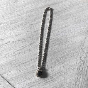 David Yurman Sterling Silver Two-Toned Albion Pendant with Smokey Quartz Stone